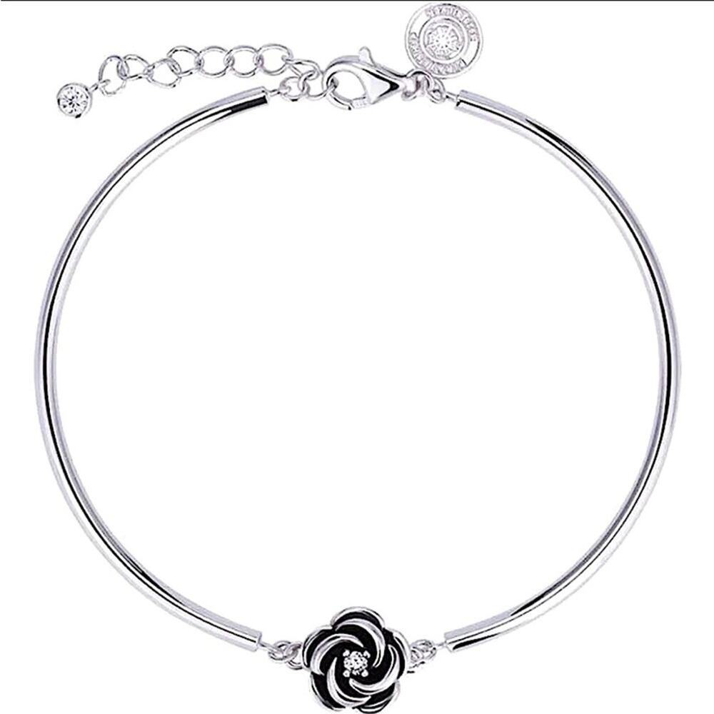 Sterling Silver Minimalist Flower Bracelet, Irregular, Geometric, Dainty, Trendy